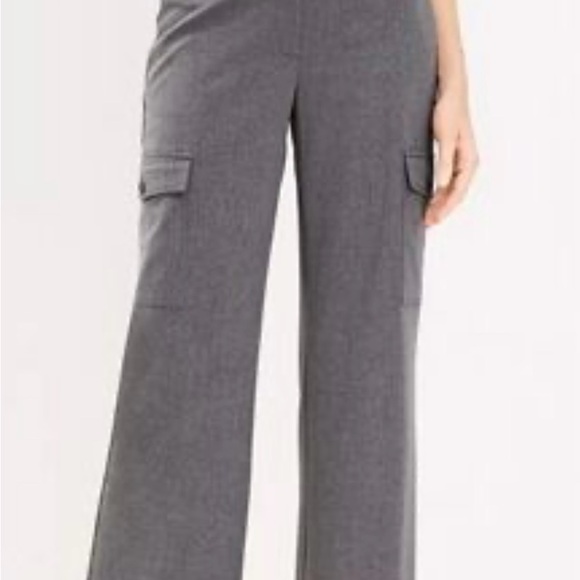 LOFT Charcoal Wide-Leg Pants - Picture 2 of 2